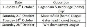 Orient next four fixtures Oct 17